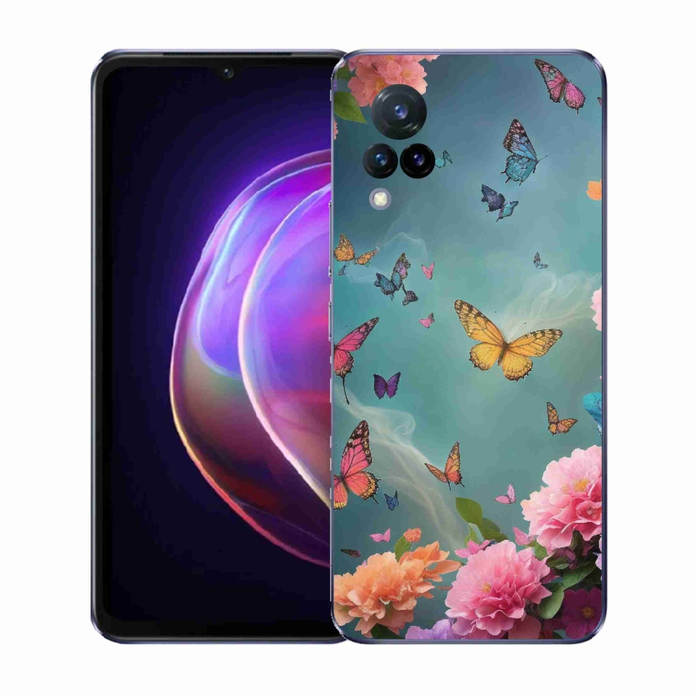 Gelový kryt mmCase na Vivo V21 4G/5G - barevné květy a motýli