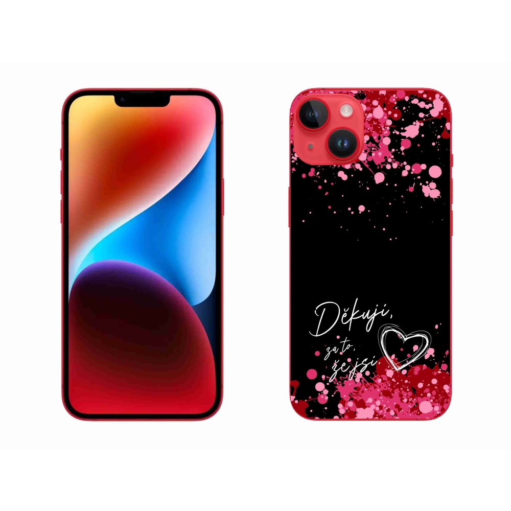 Gelový kryt mmCase na iPhone 14 Plus - zamilovaný text 2 černé pozadí