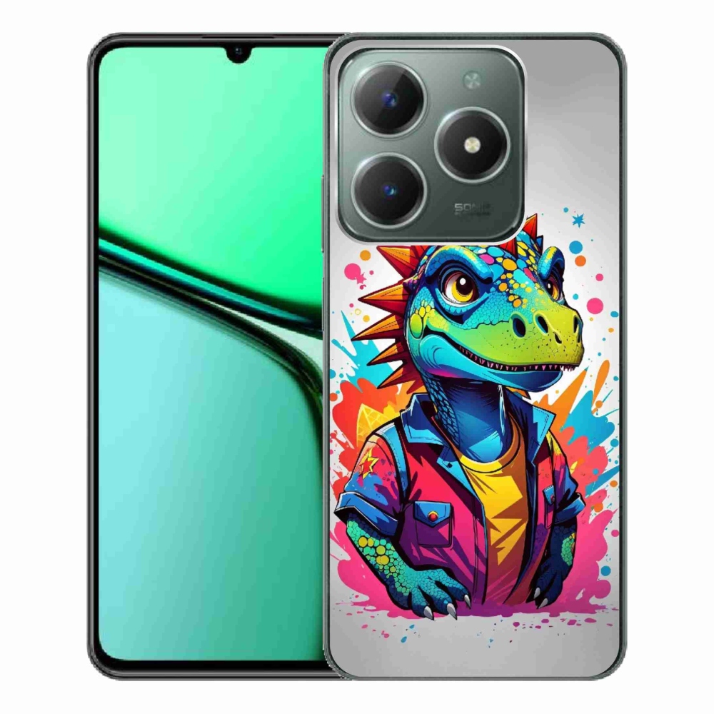 Gelový kryt mmCase na Realme C61 - barevný dinosaurus