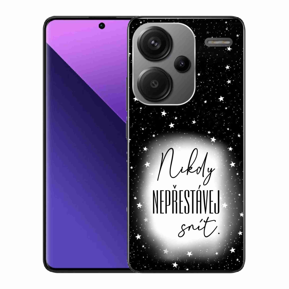 Gelový kryt mmCase na Xiaomi Redmi Note 13 Pro+ 5G - citát 1 bíločerné pozadí