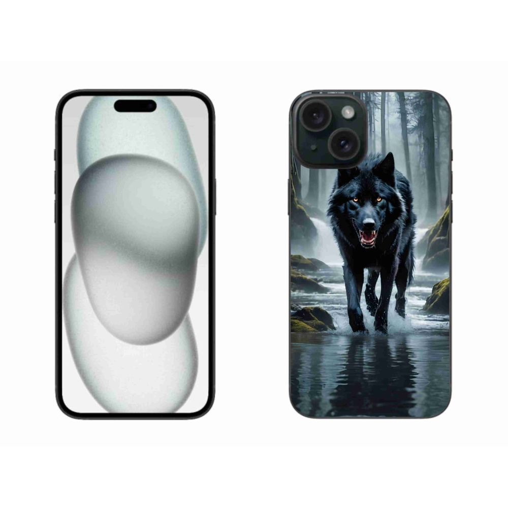 Gelový kryt mmCase na iPhone 15 Plus - černý vlk