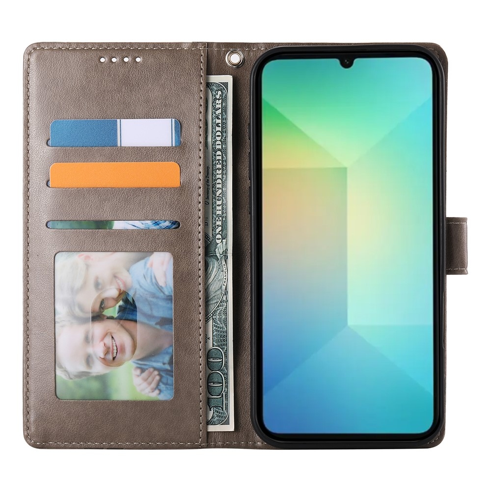 Flowery knížkové pouzdro na Samsung Galaxy A07 4G - šedé