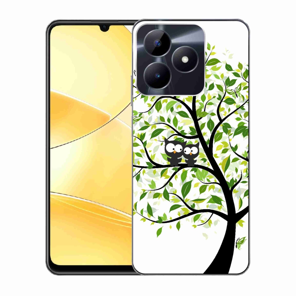 Gelový kryt mmCase na Realme C51/C53 - sovičky na stromě