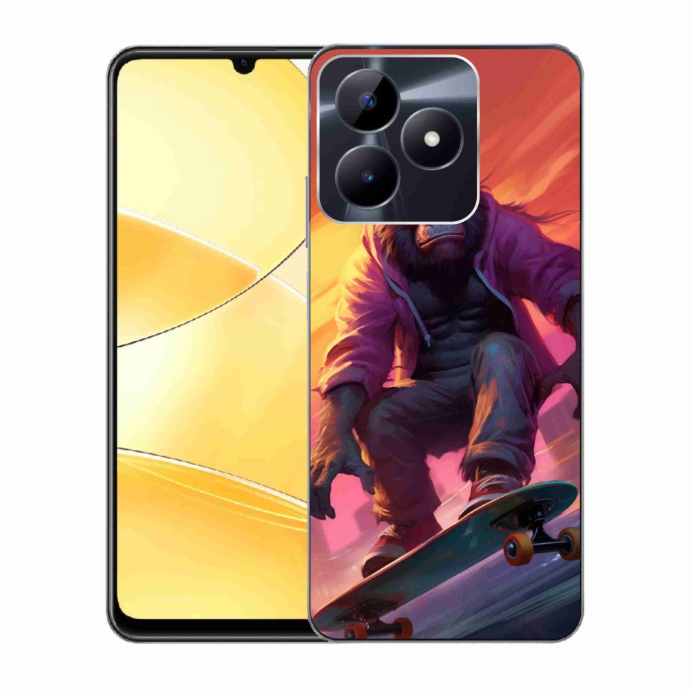 Gelový kryt mmCase na Realme C51/C53 - gorila na skateboardu