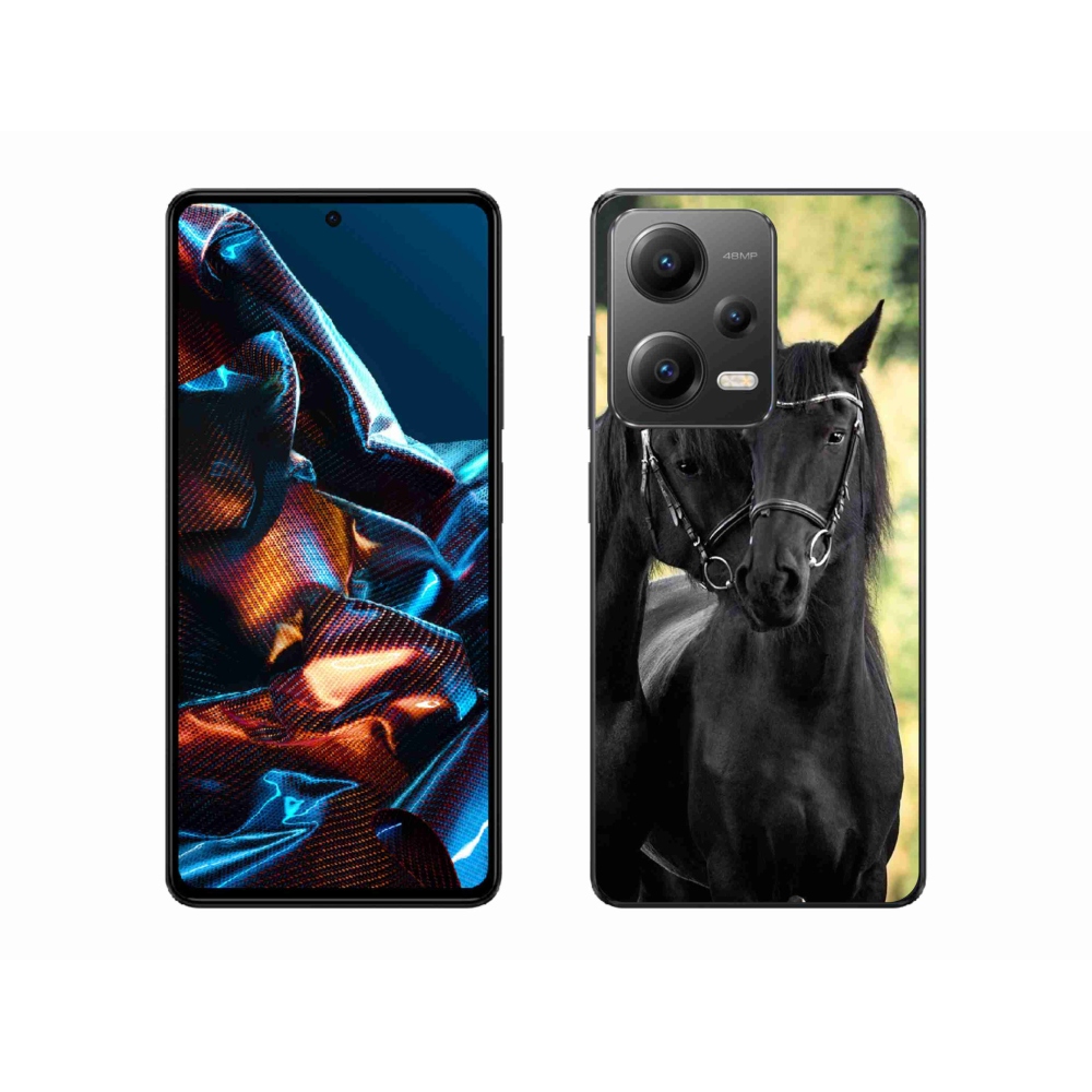 Gelový kryt mmCase na mobil Xiaomi Redmi Note 12 Pro 5G - dva černí koně