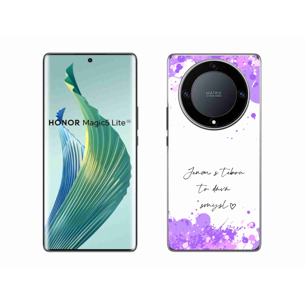 Gelový kryt mmCase na Honor Magic 5 Lite 5G - zamilovaný text bílé pozadí