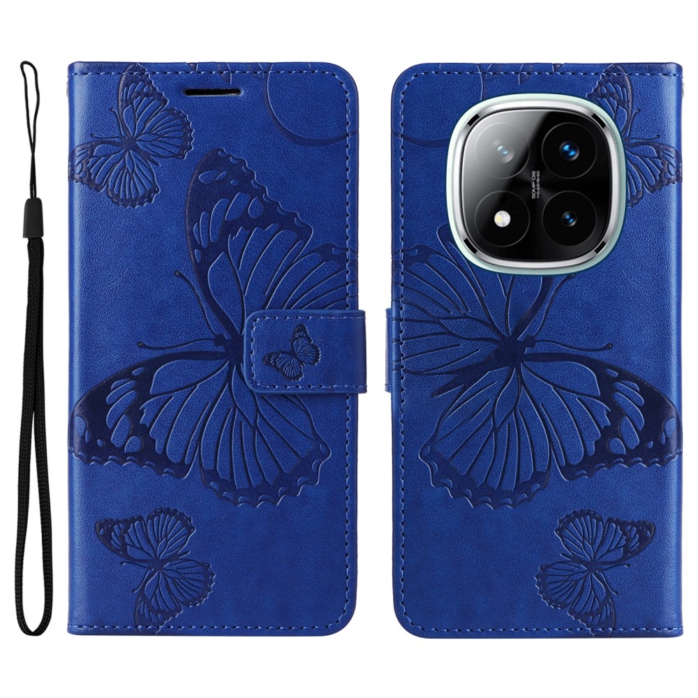 Big Butterfly knížkové pouzdro na Xiaomi Redmi Note 14 Pro 5G/Poco X7 5G/Note 14 Pro+ 5G - modré