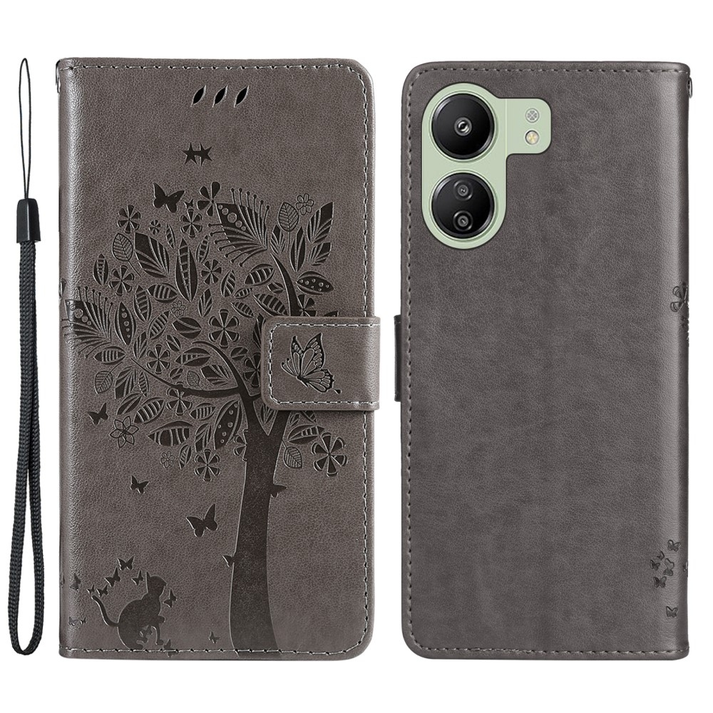 Trees knížkové pouzdro na Xiaomi Poco C65/Redmi 13C - šedé