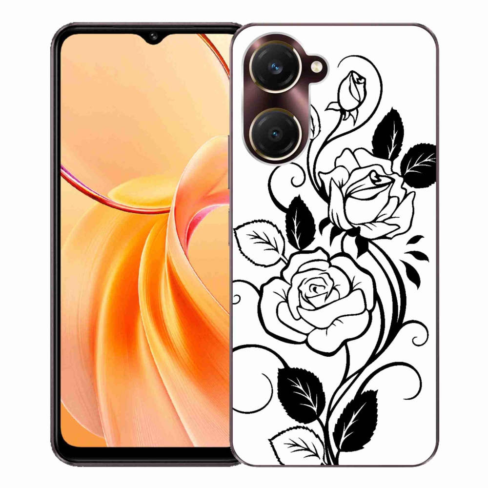 Gelový kryt mmCase na Vivo Y28s 5G - černobílá růže