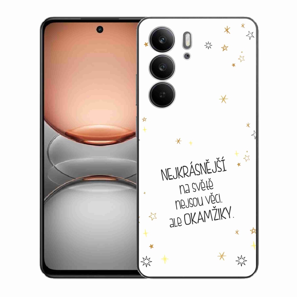 Gelový kryt mmCase na Realme C75 - citát 4 bílé pozadí