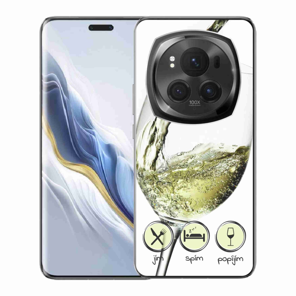 Gelový obal mmCase na Honor Magic 6 Pro 5G - sklenička vína bílé