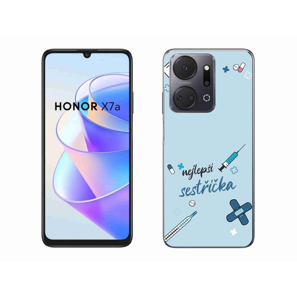 Gelový kryt mmCase na Honor X7a - nejlepší sestřička modré pozadí