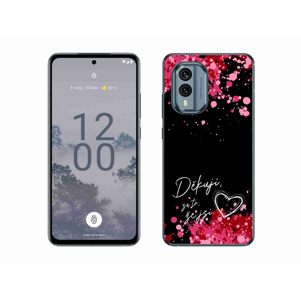 Gelový kryt mmCase na Nokia X30 5G - zamilovaný text 2 černé pozadí