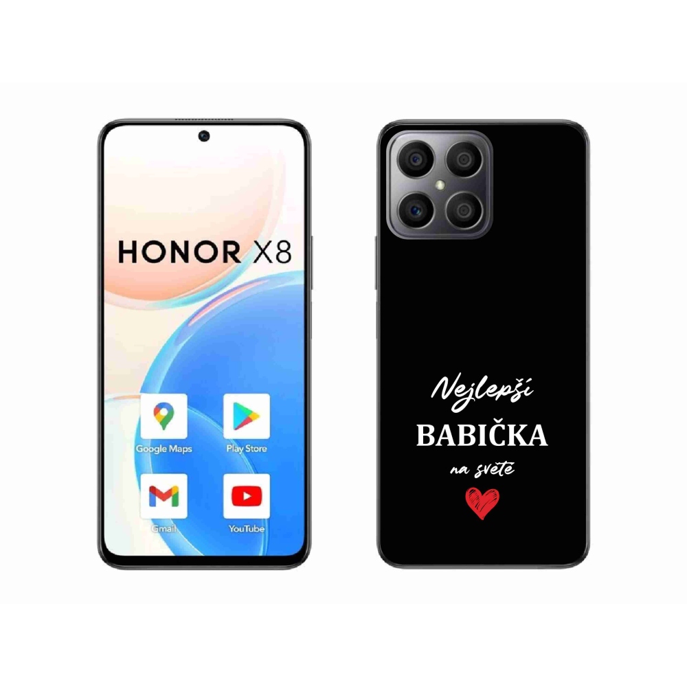 Gelový kryt mmCase na Honor X8 4G - nejlepší babička 1 černé pozadí