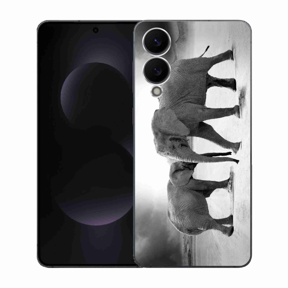 Gelový kryt mmCase na Samsung Galaxy S25 Edge - černobílí sloni