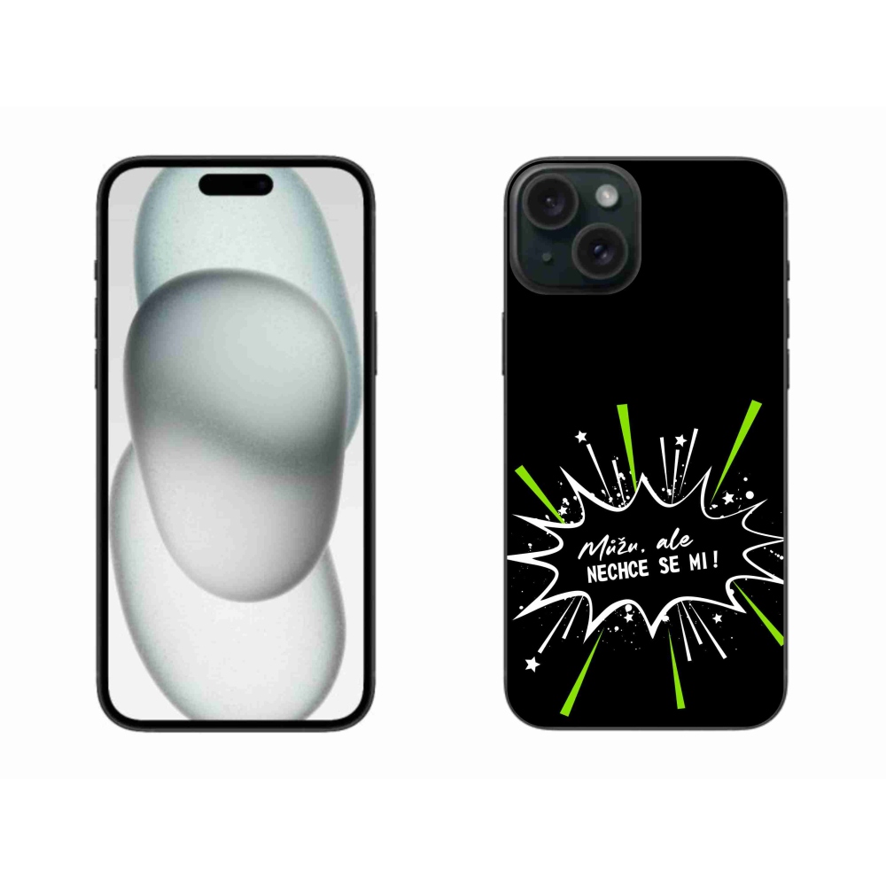 Gelový kryt mmCase na iPhone 15 Plus - vtipný text 11 černé pozadí