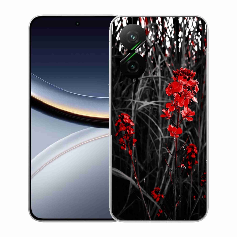 Gelový kryt mmCase na Xiaomi Poco F7 5G - červená rostlina