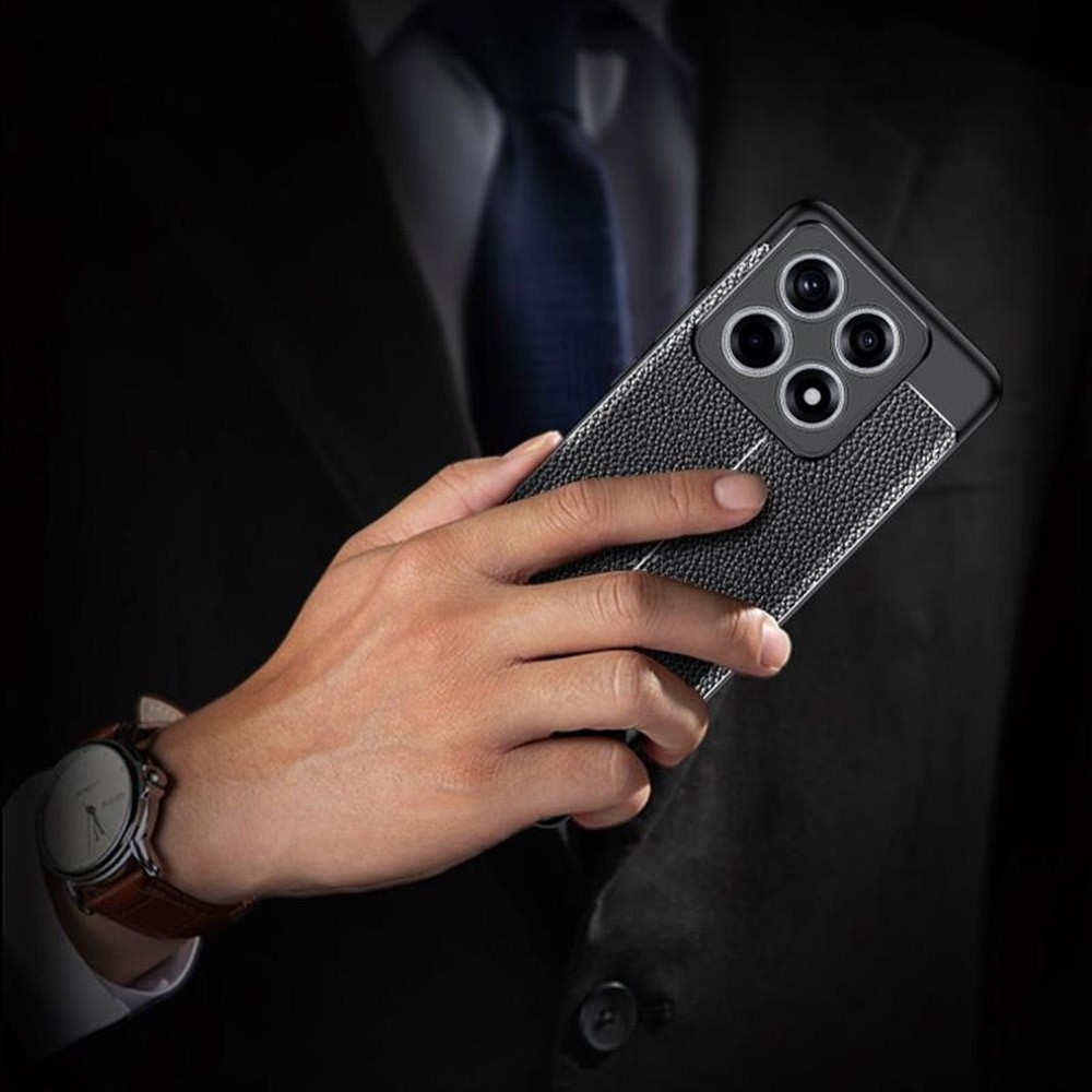 Litchi odolný gelový obal na Xiaomi 14T - černý