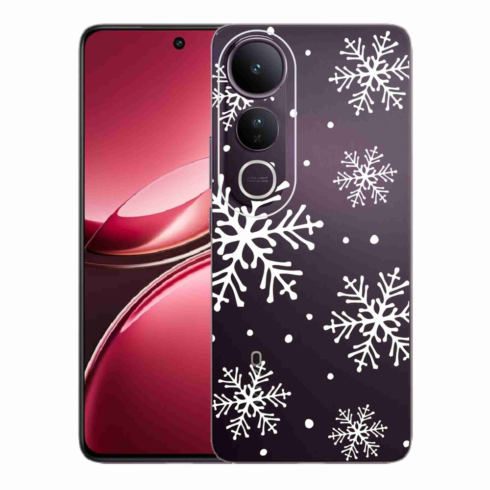Gelový kryt mmCase na Vivo V50 Lite 4G/5G - bílé vločky na průhledném pozadí
