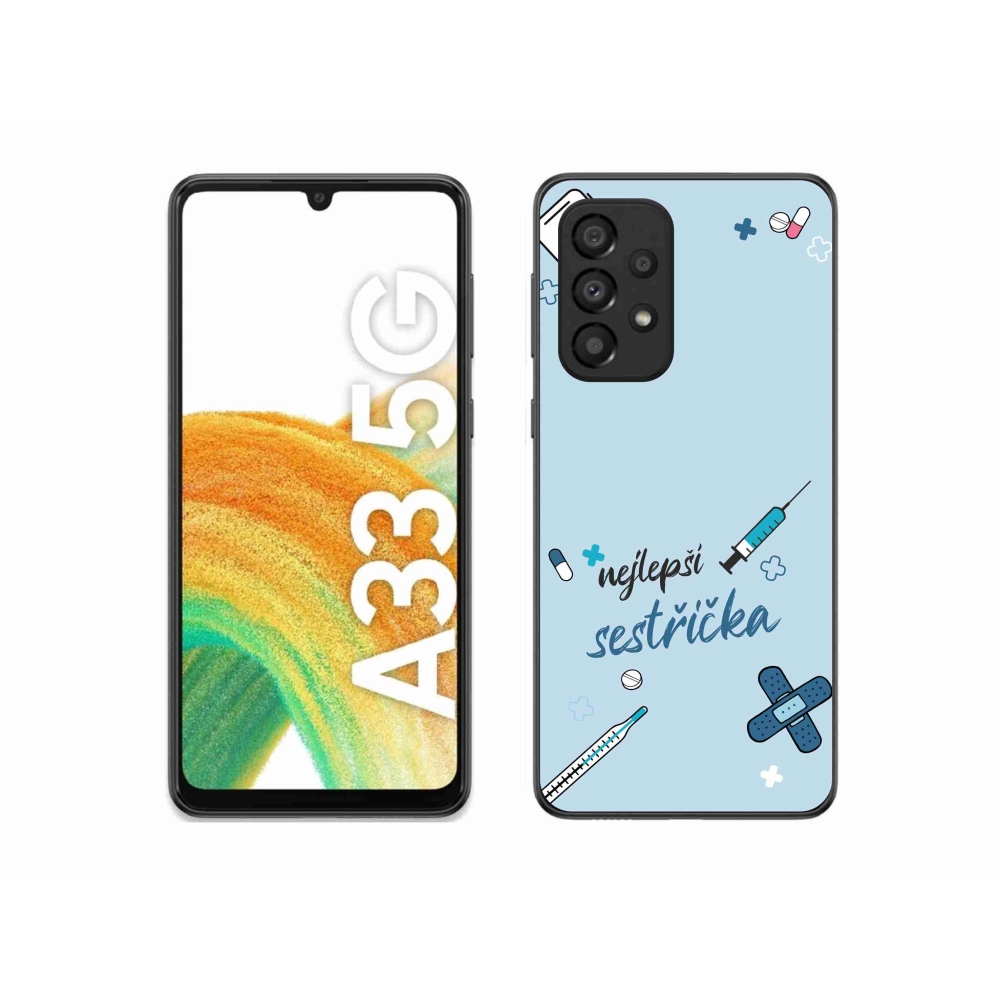 Gelový kryt mmCase na Samsung Galaxy A33 5G - nejlepší sestřička modré pozadí