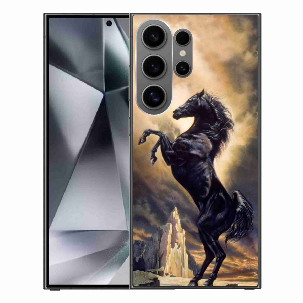 Gelový kryt mmCase na Samsung Galaxy S24 Ultra - černý kreslený kůň