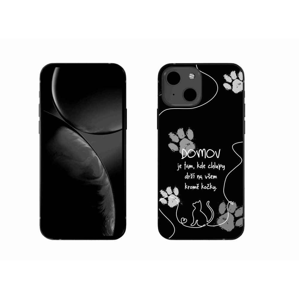 Gelový kryt mmCase na iPhone 13 6.1 - kočičí motiv černé pozadí