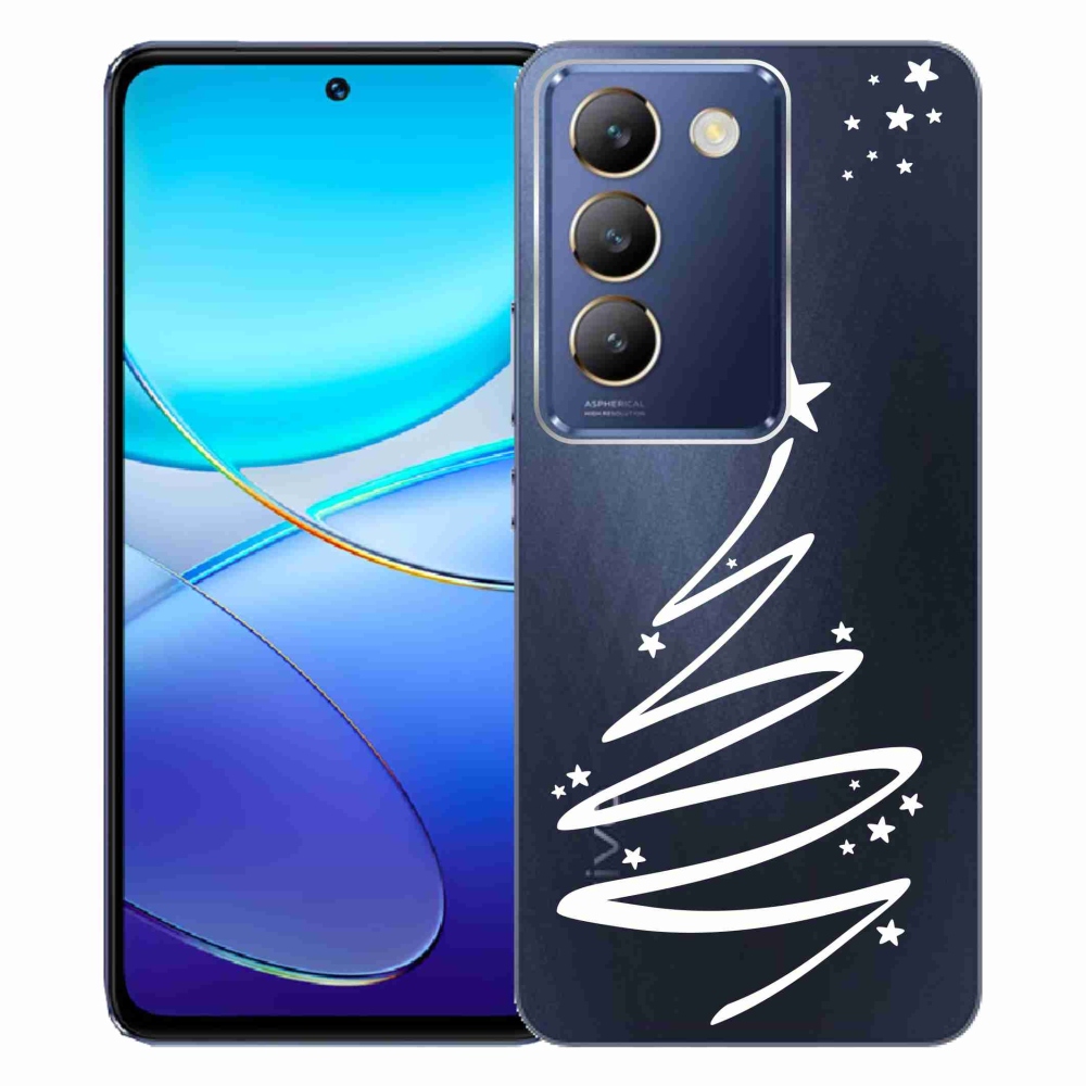 Gelový kryt mmCase na Vivo V40 SE 4G/5G - bílý stromeček na průhledném pozadí
