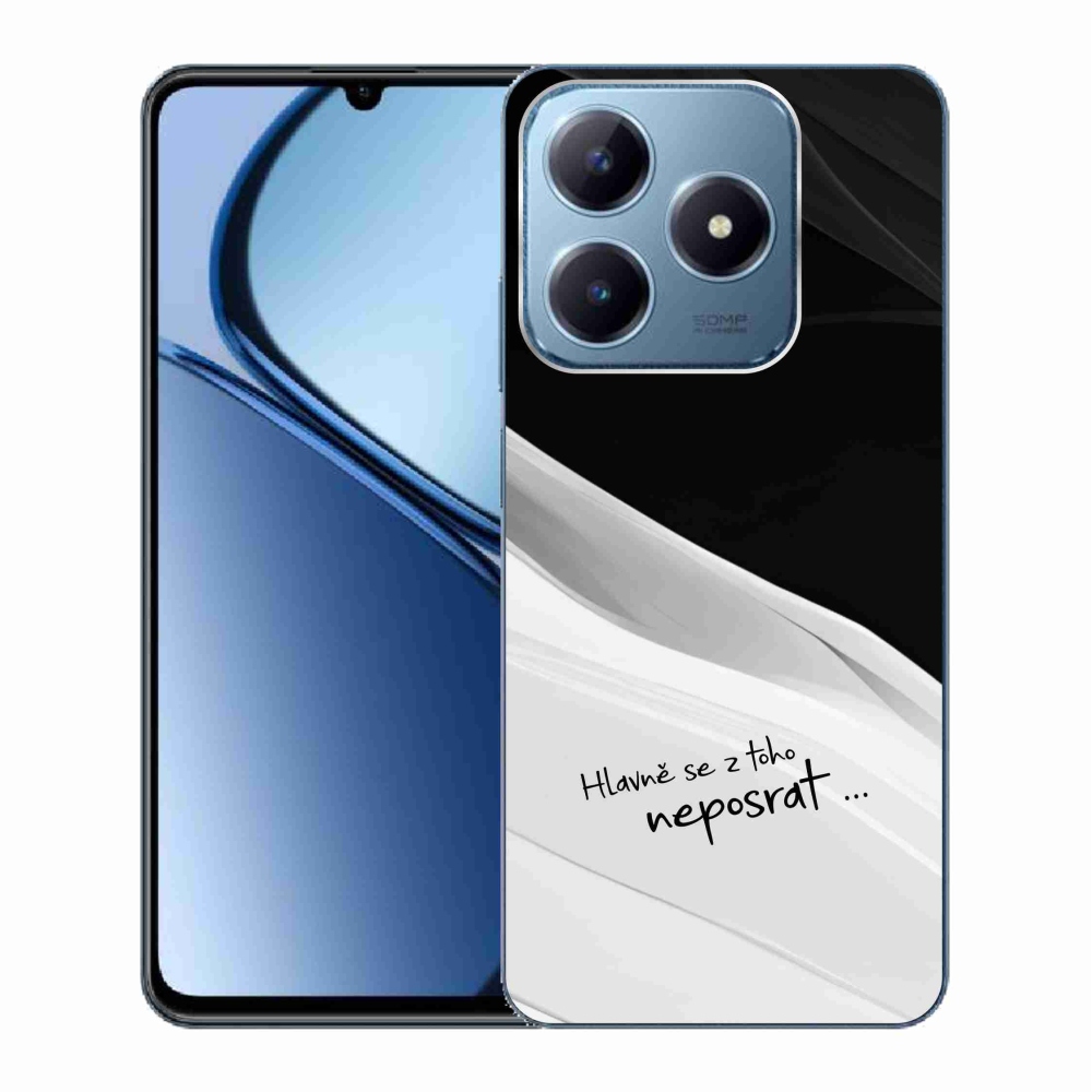Gelový kryt mmCase na Realme C63 - vtipný text 13 bíločerné pozadí