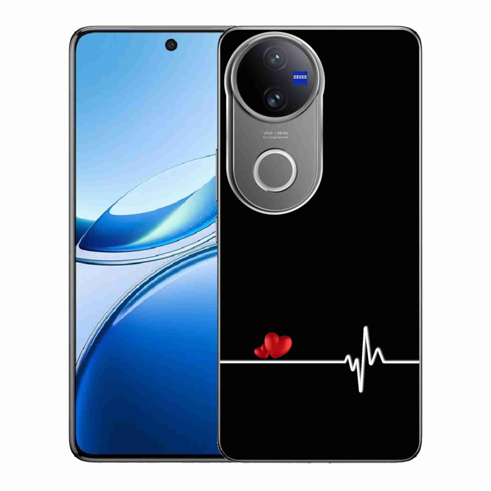 Gelový kryt mmCase na Vivo V50 5G - srdce a tep černé pozadí