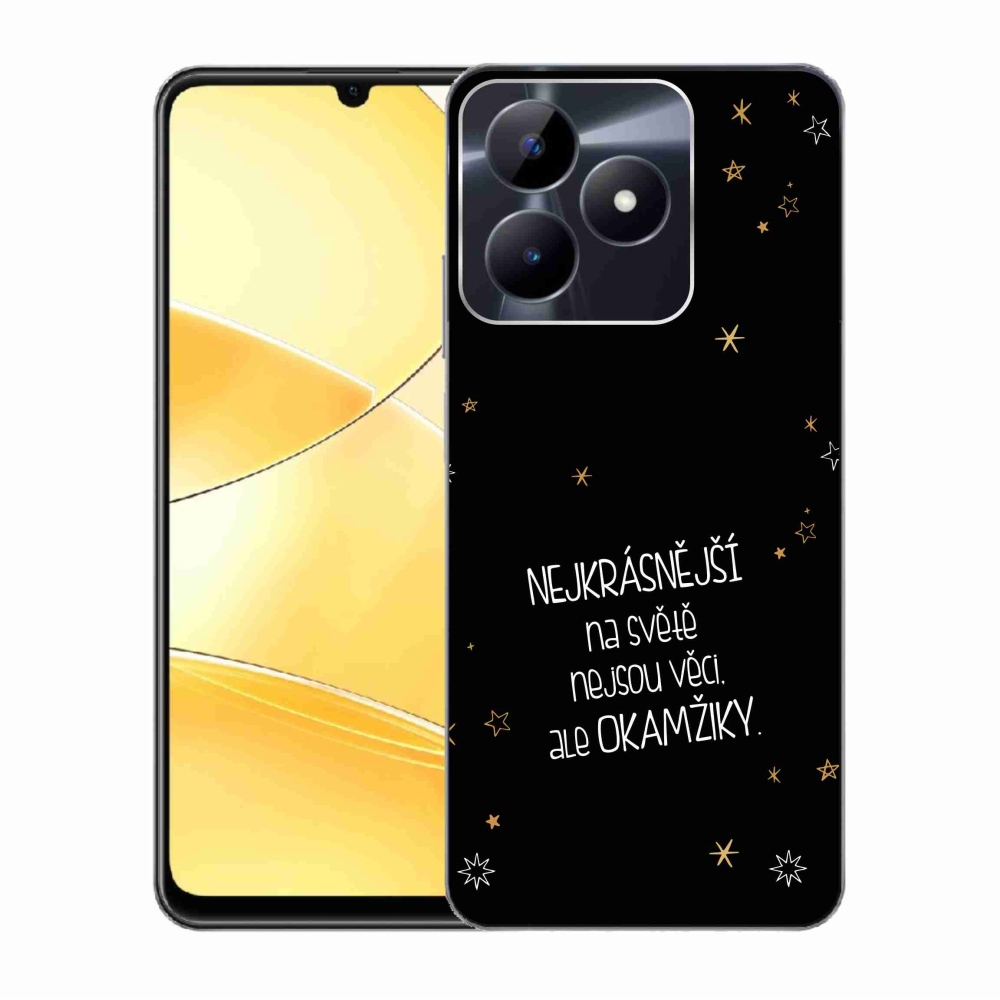 Gelový kryt mmCase na Realme C51/C53 - citát 4 černé pozadí