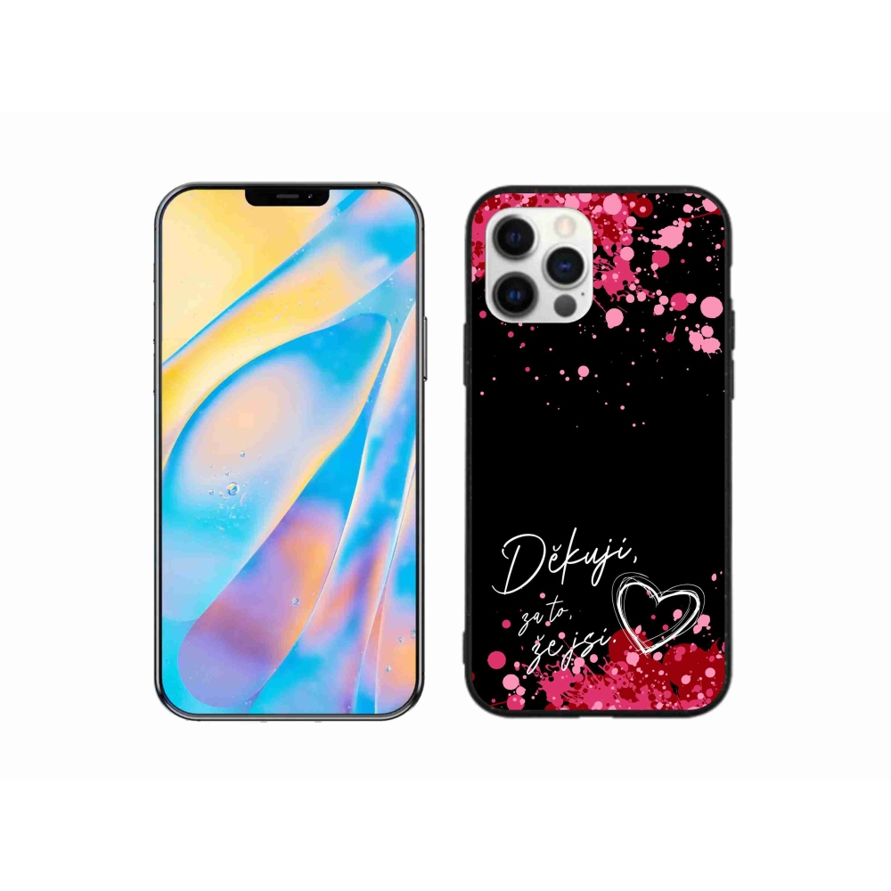 Gelový kryt mmCase na iPhone 12 - zamilovaný text 2 černé pozadí