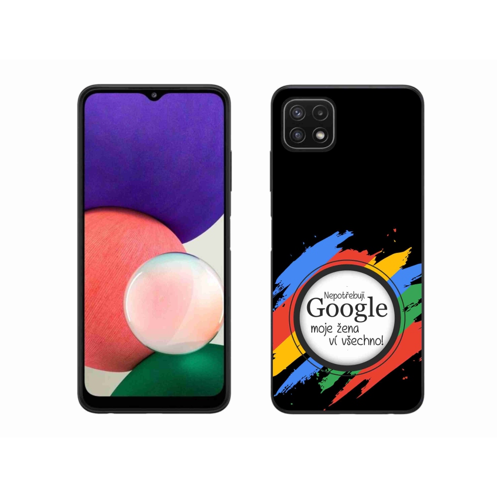 Gelový kryt mmCase na Samsung Galaxy A22 5G - žena ví všechno černé pozadí