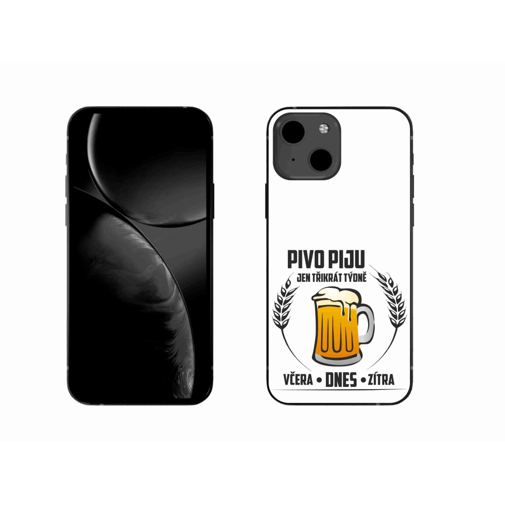 Gelový kryt mmCase na iPhone 13 6.1 - pivní motiv bílé pozadí