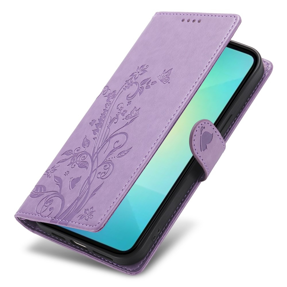 Flowery knížkové pouzdro na Samsung Galaxy A07 4G - fialové