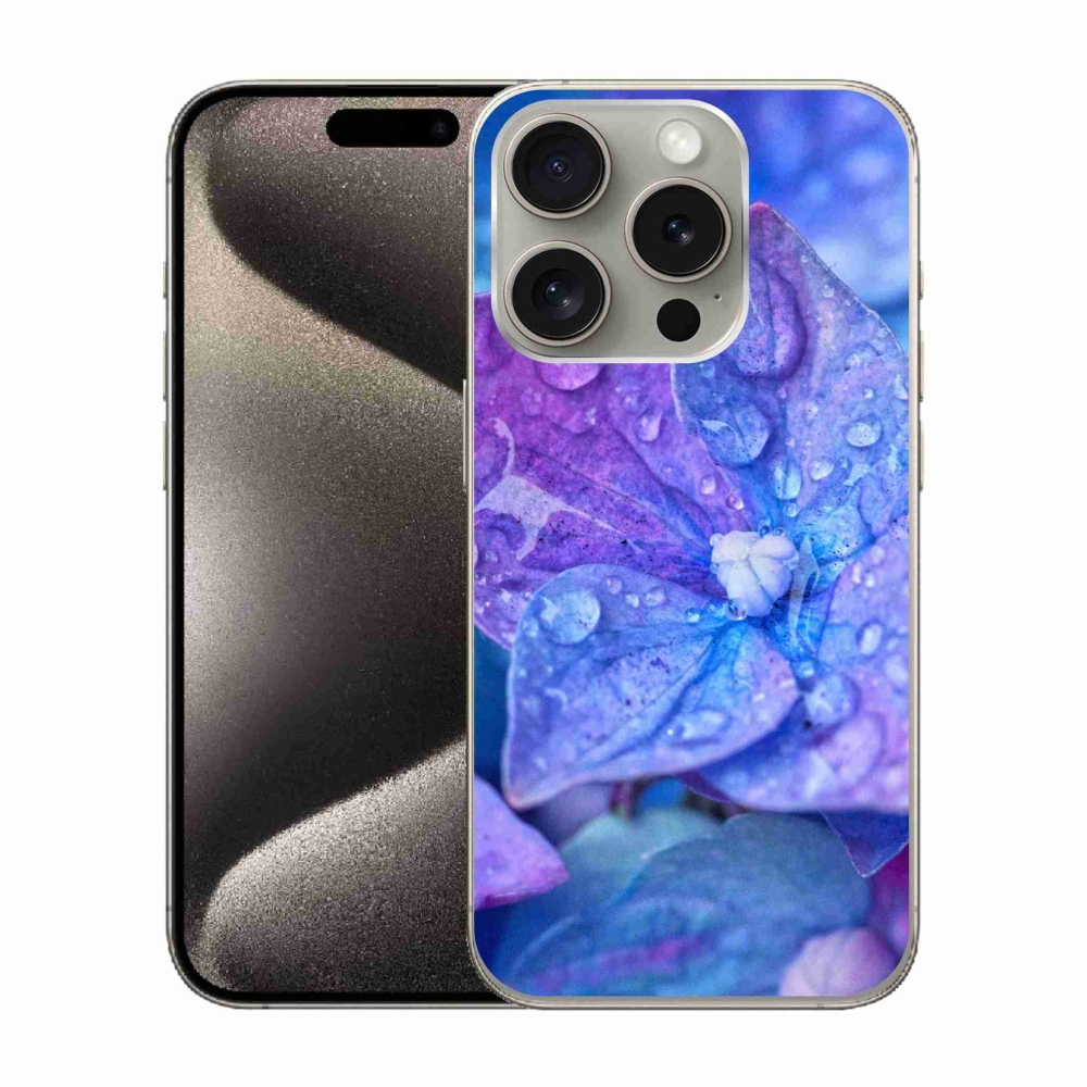 Gelový kryt mmCase na iPhone 15 Pro - fialový květ