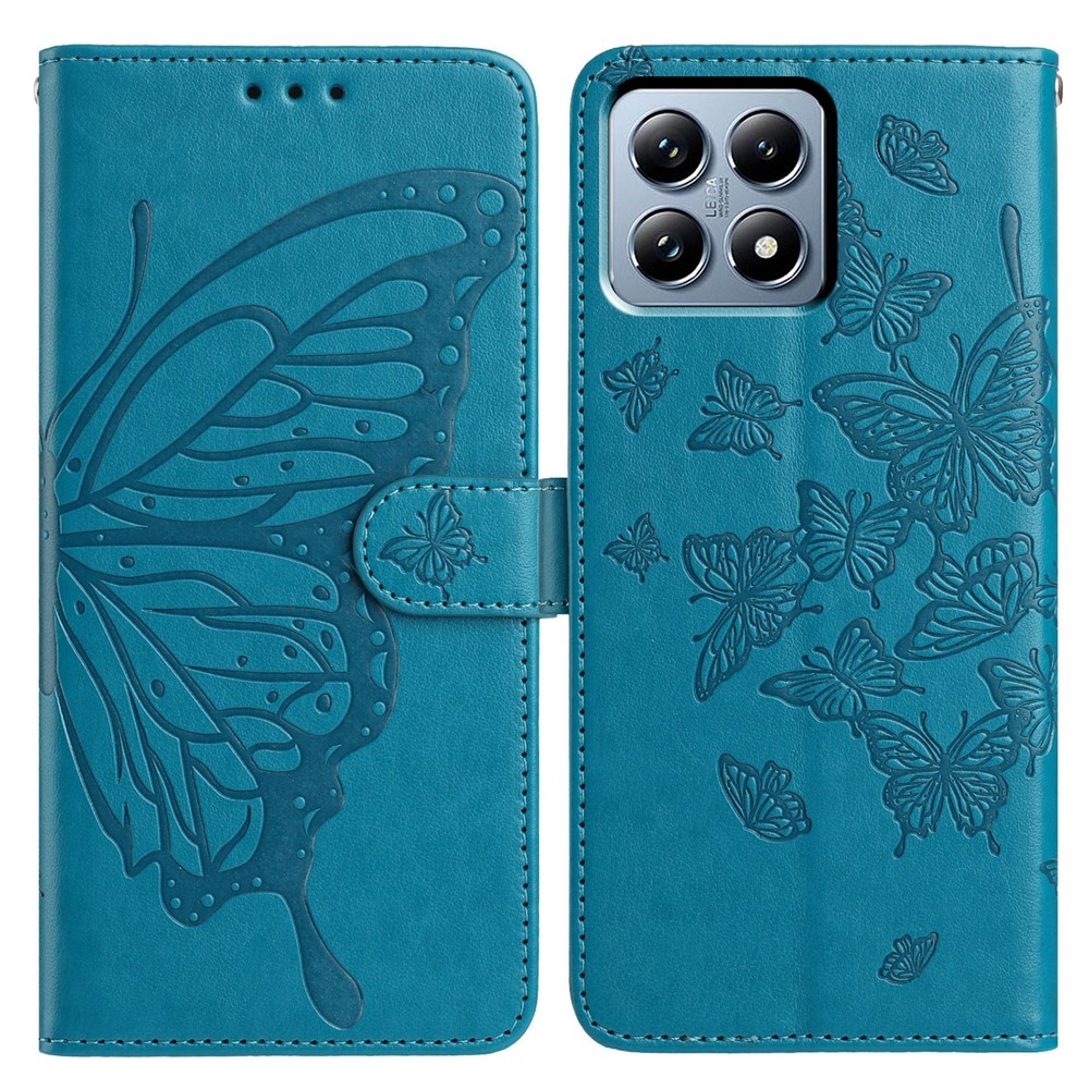 Floral Butterfly knížkové pouzdro na Xiaomi 15T - modré