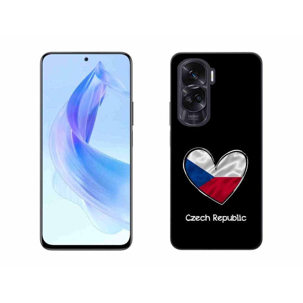 Gelový kryt mmCase na Honor 90 Lite - vlajka srdce černé pozadí