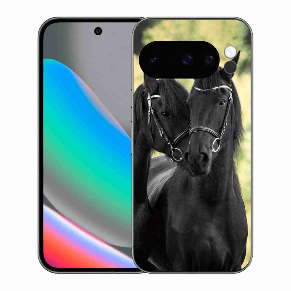 Gelový kryt mmCase na Google Pixel 10 Pro - dva černí koně