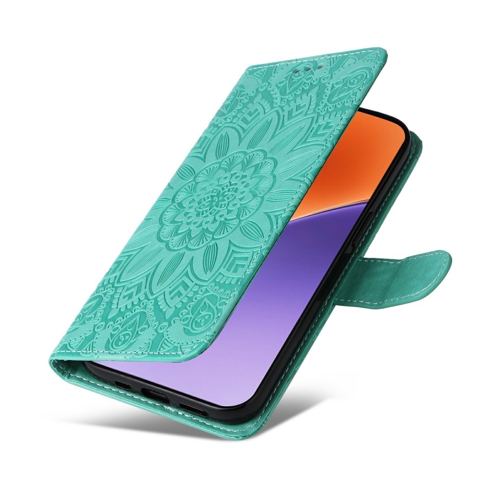 Sunflower knížkové pouzdro na Xiaomi 15 - modrozelené
