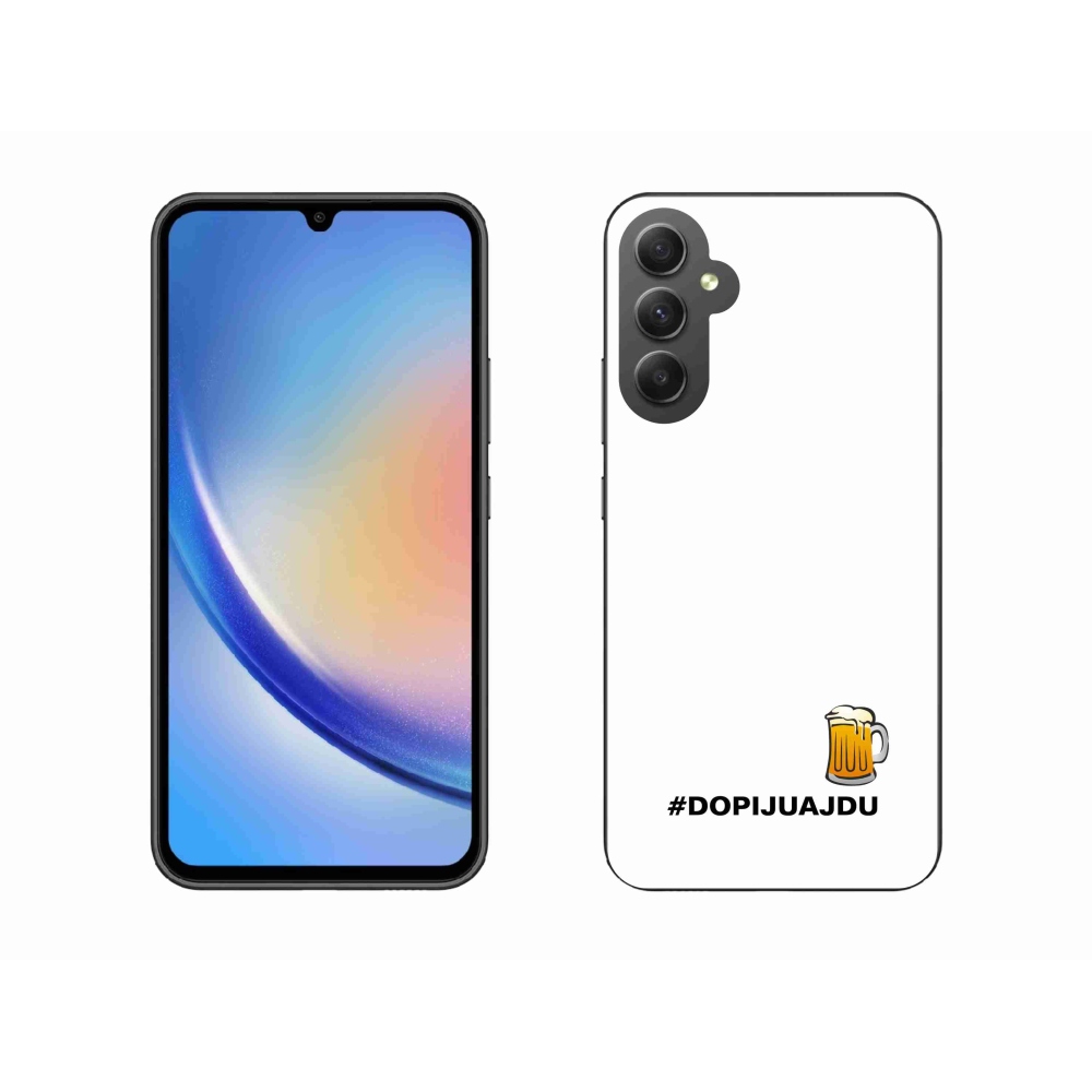 Gelový kryt mmCase na Samsung Galaxy A34 5G - pivní motiv 1 bílé pozadí