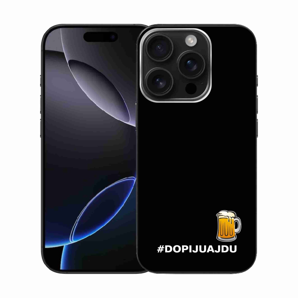 Gelový kryt mmCase na iPhone 16 Pro - pivní motiv 1 černé pozadí