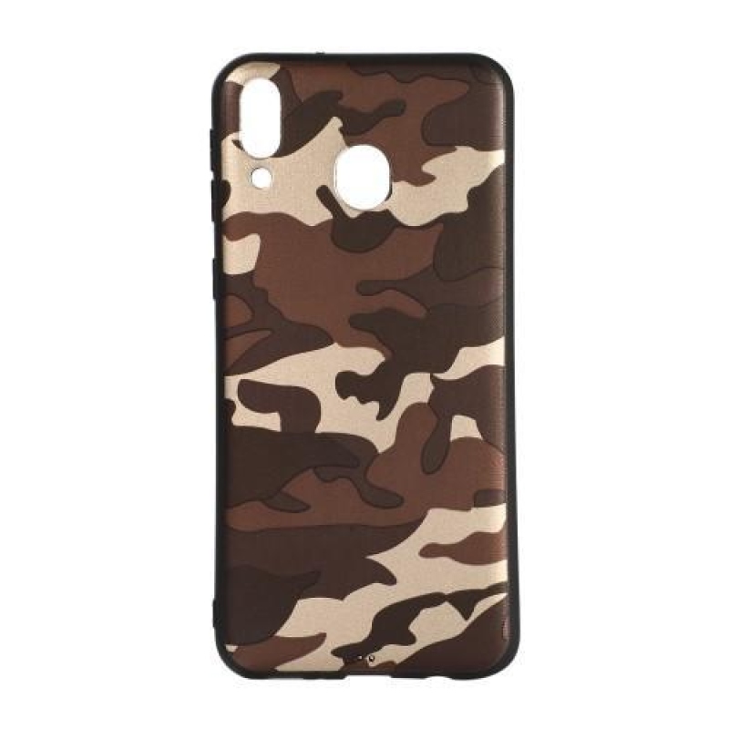 Camouflage gelový obal na mobil Samsung Galaxy M20 - hnědý