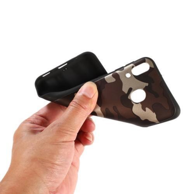 Camouflage gelový obal na mobil Samsung Galaxy M20 - hnědý