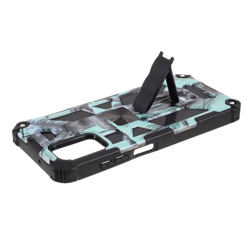 Camouflage odolný hybridní kryt na mobil Samsung Galaxy A03s (166.6 x 75.9 x 9.1mm) - mátově zelená