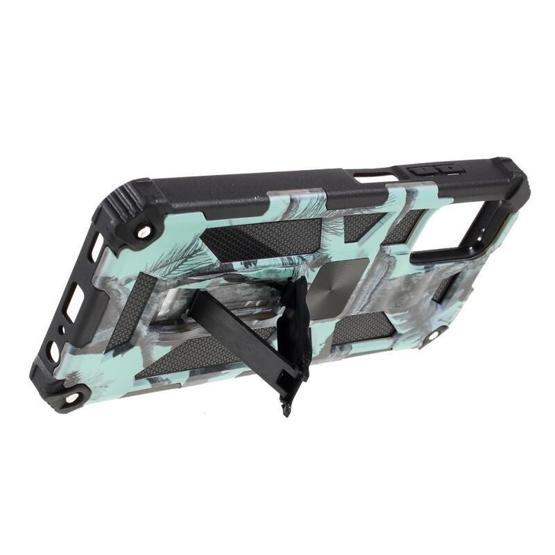 Camouflage odolný hybridní kryt na mobil Samsung Galaxy A03s (166.6 x 75.9 x 9.1mm) - mátově zelená