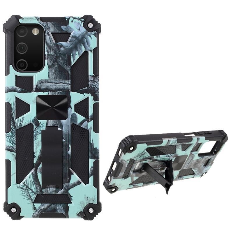 Camouflage odolný hybridní kryt na mobil Samsung Galaxy A03s (166.6 x 75.9 x 9.1mm) - mátově zelená