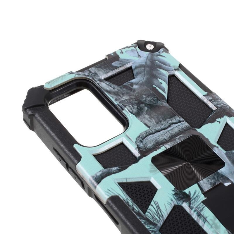 Camouflage odolný hybridní kryt na mobil Samsung Galaxy A03s (166.6 x 75.9 x 9.1mm) - mátově zelená