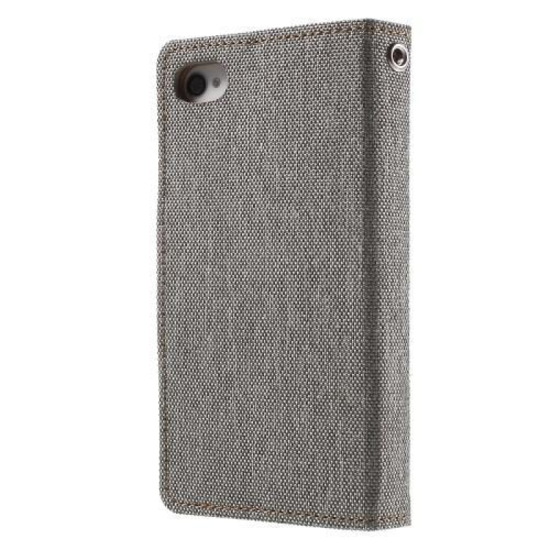 Canvas PU kožené/textilní pouzdro na iPhone 4s a 4 - šedé