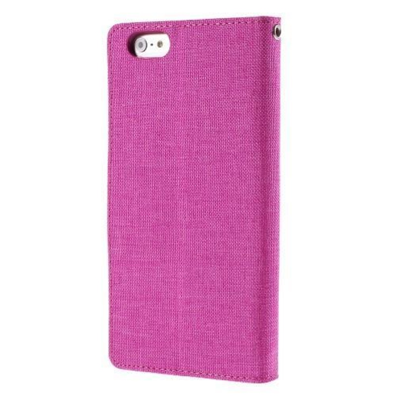 Canvas PU kožené/textilní pouzdro na iPhone 6s Plus a 6 Plus - rose