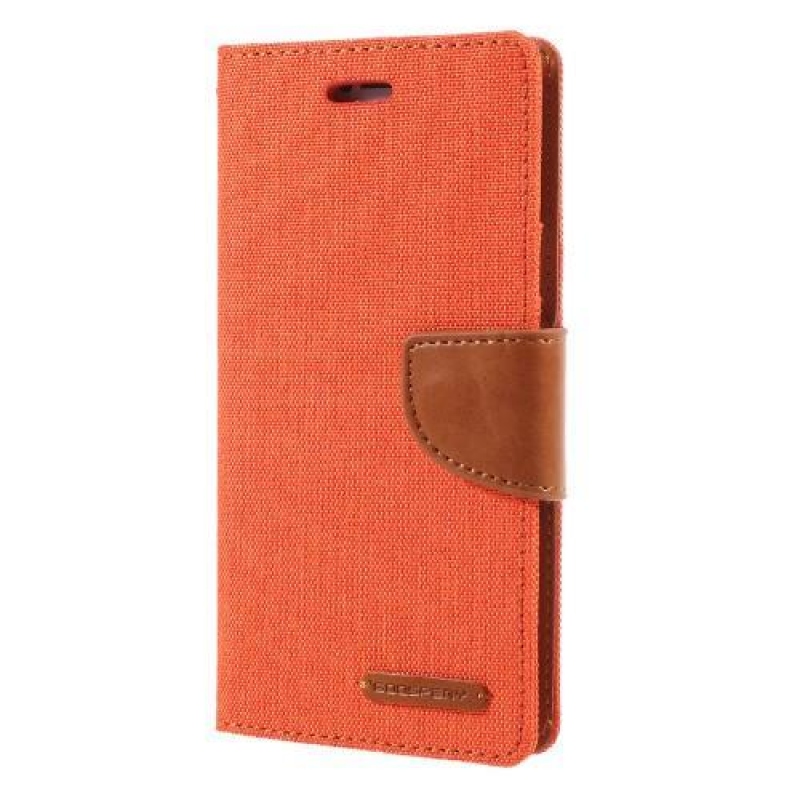 Canvas PU kožené/textilní pouzdro na iPhone X - oranžové
